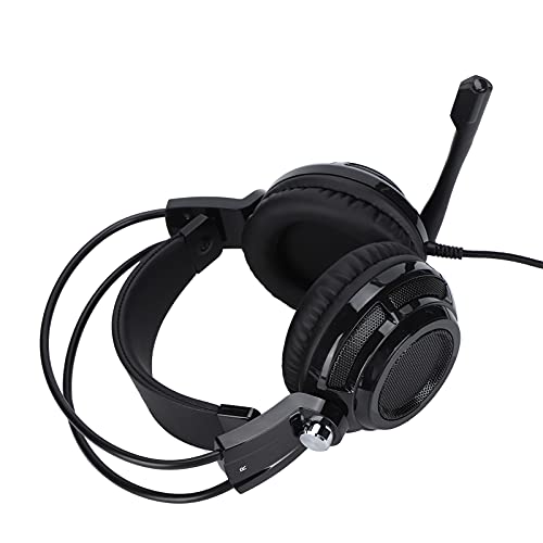 Bewinner 7.1-Surround-Sound-Gaming-Headset, Mehrkanal-Kopfhörer mit Mikrofon mit Geräuschunterdrückung, Multifunktions-Ohrhörer mit Fluoreszierender Beleuchtung (Schwarz) von Bewinner