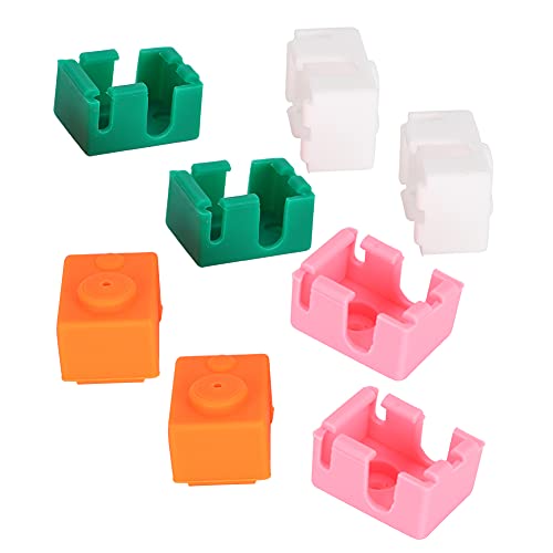 Bewinner 8-teiliges 3D-Druckersilikongehäuse, 3D-Druckerheizblock Silikonabdeckung für 3D-Druckerextruder-Heizblock, 3D-Druckerextruder-Silikongehäuse Weiß/Pink/Grün/Orange von Bewinner