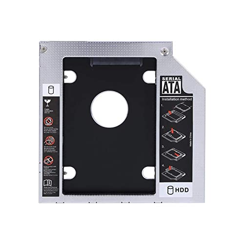 Bewinner 9,5 mm Aluminium SATA HDD SSD Gehäuse Festplattenschacht Caddy Optical DVD Adapter für Laptop 2,5 Zoll SATA Festplatte, CD ROM Universal 9,5 mm Festplatte Optical Bay Caddy von Bewinner