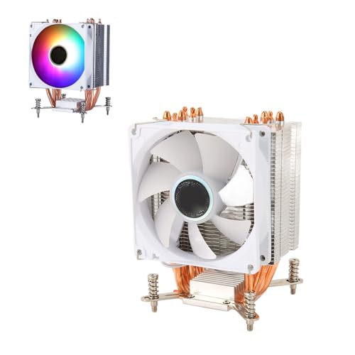 Bewinner 90-mm-CPU-Luftkühler, Superleiser CPU-Kühler mit Bunter Beleuchtung, 3-polige Hydraulische Computer-CPU-Lüfter mit 4 Heatpipes für Gaming-PC, Weiß von Bewinner
