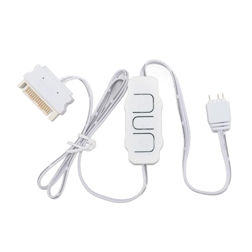Bewinner ARGB Controller 5V 3Pin SATA Netzteil ARGB Light Stripe Fernbedienung, ARGB PC Lüfter Controller Kit für PC Rainbow LED Strip, Computer ARGB Lüfter (White) von Bewinner