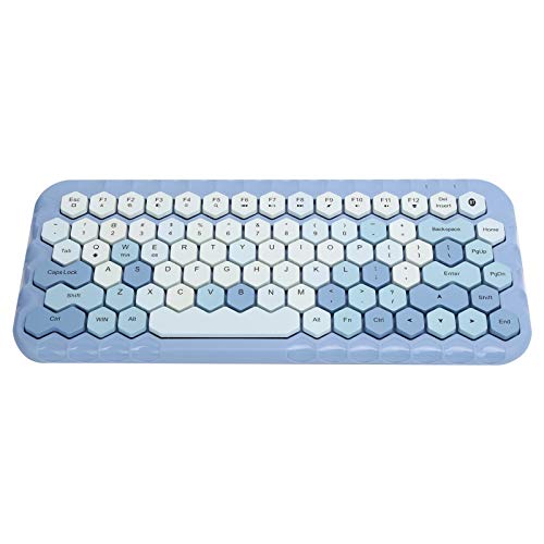 Bewinner BT 5.0 Tastatur, 83 Tasten Ergonomische Universaltastatur, Tragbare Kabellose Computertastaturen, Multi-Device Tastaturen für //iOS (Honey BT Blue Einzeltastatur) von Bewinner