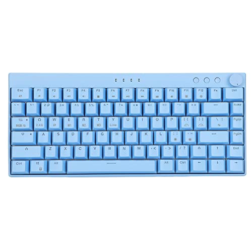 Bewinner Blaue Mechanische Tastatur, Langlebig, Hohe Kompatibilität, Kabelgebunden und Kabellos, 82 Tasten, DREI-Modus-Tastatur mit RGB-Licht, Kompatibel für OS (14) von Bewinner