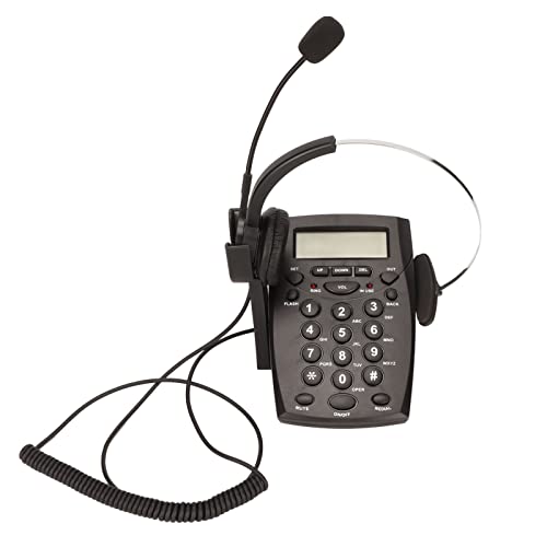 Bewinner Call Center Dialpad Headset Telefon, Schnurgebundenes Telefon mit Headset Dialpad Noise Cancelling FSK DTMF Anrufer ID, Telefon Headsets für Haus Call Center Büro von Bewinner