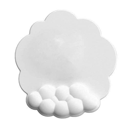 Bewinner Cloud-Mauspad mit Handgelenkstütze, Memory-Schaum, Ergonomische Handballenauflage, Niedliches Anti-Rutsch-Mauspad für Frauen, Mädchen, Kinder (Weiß) von Bewinner