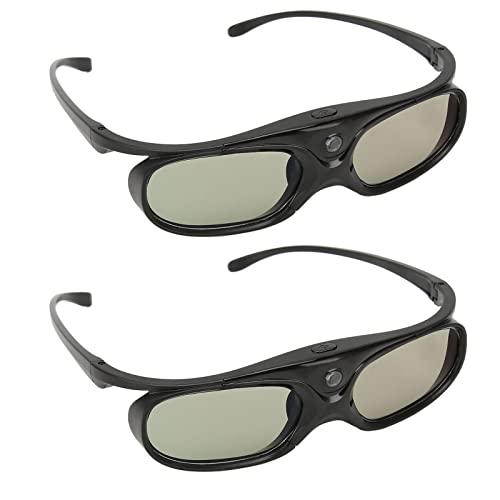 Bewinner DLP Link 3D-Brille, 2er-Pack, Klare HD 3D Active Wiederaufladbare Shutter-Brille für Alle 3D-DLP-Projektoren, DLP 3D-Brille Unterstützt Links-Rechts-Augenrotation, Kann Nicht für von Bewinner