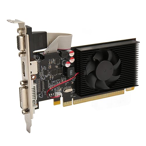 Bewinner Desktop-Grafikkarte, R5 220 1 GB GDDR3 64 Bit 650 533 MHz DVI VGA HD-Anschlüsse PCI Express 1.1 Gaming-Grafikkarte mit Lüfter von Bewinner