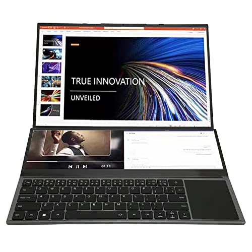 Bewinner Doppelbildschirm-Laptop, 16-Zoll-Büro-Laptop mit 14-Zoll-Touchscreen, 8G 256G, 3400mAh, Dünner, Leichter Arbeits-Laptop für 10 11 (EU-Stecker) von Bewinner