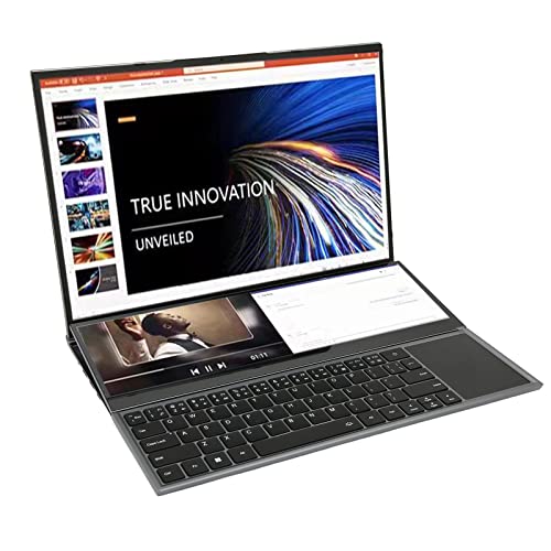 Bewinner Doppelbildschirm-Laptop, 16-Zoll-HD-1920x1200-Hauptbildschirm, 14-Zoll-Touch-Control-Unterbildschirm, für Core I7-CPU, 8-G-RAM-256-G-SSD-Laptop für 10 (EU-Stecker) von Bewinner
