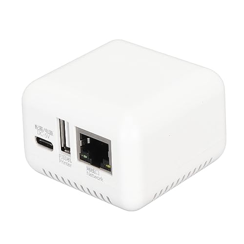 Bewinner Drahtloser Druckserver, LAN USB 2.0-Druckerserver-Adapter, 1 Port Wireless N USB 2.0 Netzwerk-Druckserver mit Typ C und USB-Anschluss für Windows XP für Linux 3.4 von Bewinner