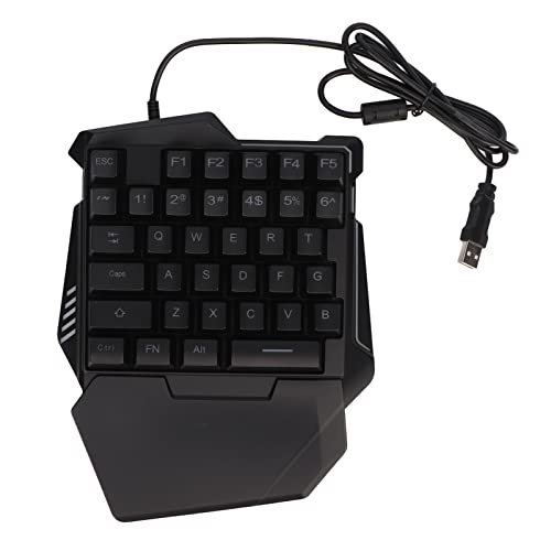 Bewinner Einhand-Gaming-Tastatur, RGB-Hintergrundbeleuchtung, 35 Tasten, Tragbare -Gaming-Tastatur, USB-kabelgebundene, Ergonomische Einhand-Tastatur für Spiele von Bewinner
