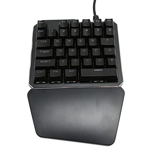 Bewinner Einhand RGB Gaming Tastatur, 42 Tasten, Kabelgebundene Mechanische USB Tastatur, Blauer Schalter, Ergonomische Gaming Tastatur mit Handballenauflage, 8 RGB Hintergrundbeleuchtung von Bewinner