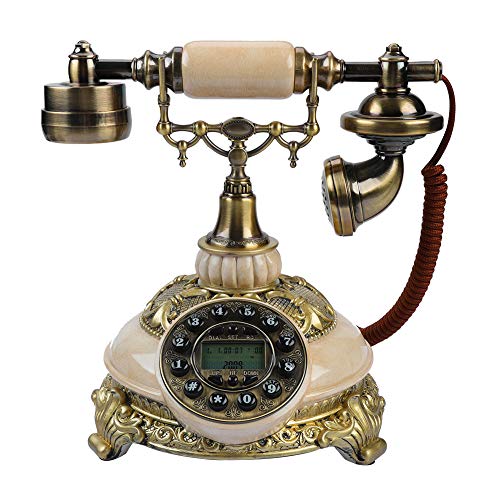 Bewinner Europäische Antikes Telefon Wählscheibe Retro Vintage Telefon mit LCD-Display One-Touch Wahlwiederholungsfunktion FSK/DTMF Vintage Antique Telephone für Home von Bewinner