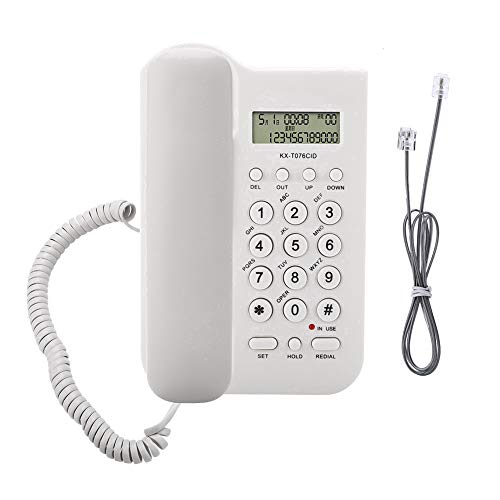Bewinner Festnetztelefon mit Festnetztelefon für kabellose Telefone im Heimbüro auf dem an der Wand befestigten Desktop mit FSK/DTMF Dualsystem Stromversorgung über Telefonleitung(Weiß) von Bewinner