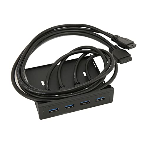 Bewinner Front Panel USB 3.0 Hub 4 Ports, 3,5 Zoll Diskettenschacht USB 3.0 Hub, 5 Gbps USB 3.0 High Speed ​​PC Front Panel USB Hub für Computergehäuse, Dual 19Pin Kabel von Bewinner