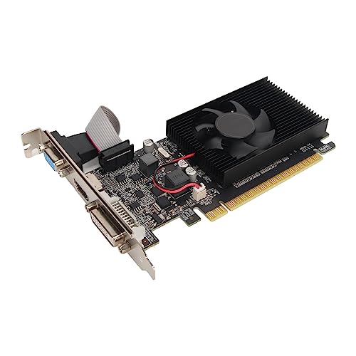 Bewinner GT610 Grafikkarte, 1 GB DDR3 Grafikkarte, 64 Bit Bildkartenspiel Grafikkarte, Unterstützt DVI VGA HDMI, PCI Express X16 Desktop Grafikkarte mit Leisem Lüfter von Bewinner