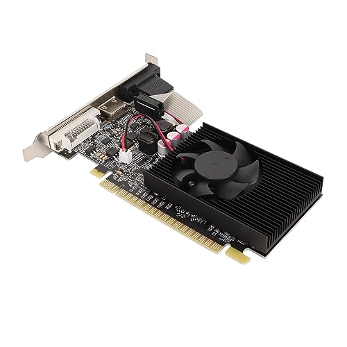 Bewinner GT730-Grafikkarte, 2 GB DDR3-Grafikkarte, 64-Bit-810-MHz-1000-MHz-Image-Card-Game-Grafikkarte mit DVI-VGA-HDMI-Schnittstelle, PCI Express X16 2.0-Desktop-Grafikkarte mit Lüfter von Bewinner