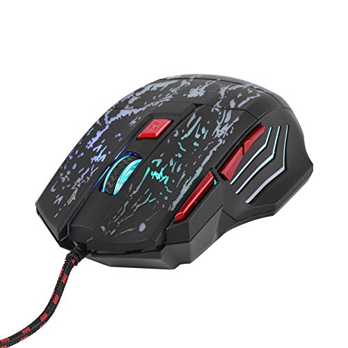 Bewinner Gaming-Maus mit 5 Stufen, 1000-5500 DPI, Optische USB-Computermaus mit 7 Arten von RGB-Atemlichtern, Ergonomische Anti-Interferenz-Maus für PC-Gamer von Bewinner