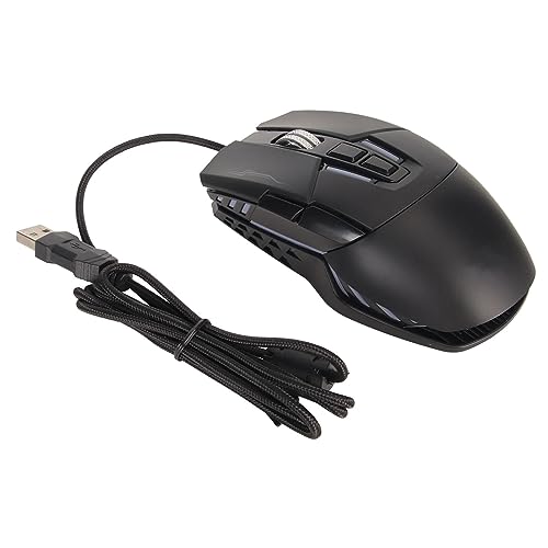 Bewinner Gaming-Maus mit Kabel, Mäuse in Sportwagenform, Optische USB-Computermäuse mit LED-Licht, 4 Einstellbare DPI Bis zu 3200, Ergonomische Gamer-Laptop-PC-Maus (Schwarz) von Bewinner