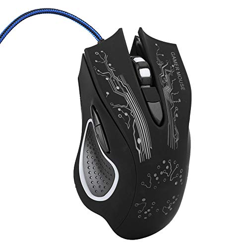 Bewinner Gaming Mouse Wired, Ergonomisches Optisches Spiel USB Computer-Mäuse, Atemlicht, 6-Tasten Universal Wired Mouse Fot Home, Office, Spiele (Schwarz) von Bewinner