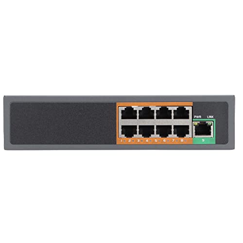 Bewinner Gigabit Ethernet Adapter POE Switch 9 Ports für IP Kameras CCTV Sicherheitssysteme Wireless AP 8 X 10/100 Mbit/s RJ45, POE 1 Bis 8 Ports, 1 X 10/100 Mbit/s RJ45, Uplink 9 Ports von Bewinner