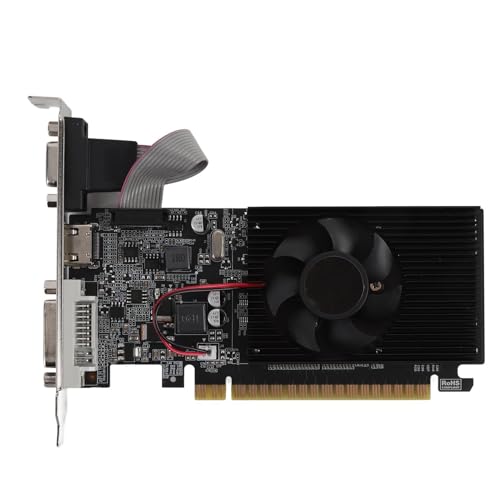 Bewinner Grafik -Grafikkarte, 1G DDR3 64bit 500 MHz 589MHz PCI Express 2,0 X 16, 40 Nm Prozess, Lüfter mit Niedrigem Rauschen, HD -Multimedia -Schnittstelle mit DVI -VGA Zum Arbeiten von Bewinner