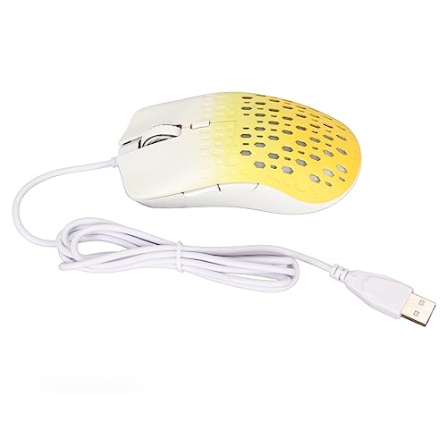 Bewinner Kabelgebundene Gaming-Maus, Leichte RGB-Hintergrundbeleuchtung, Verstellbare 3600 DPI, Ergonomische Maus mit 7 Hintergrundbeleuchtungsmodi für Büro und Gaming (Gelb) von Bewinner