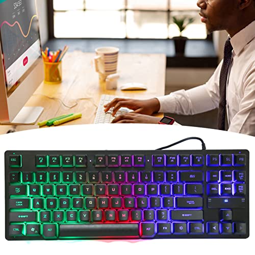 Bewinner Kabelgebundene Gaming-Tastatur, Gaming-Tastatur mit RGB-Hintergrundbeleuchtung, 87 Anti-Ghosting-Tasten, Ergonomische Desktop-Notebook-Tastatur für OS X, 10/8/7/ XP (Schwarz) von Bewinner