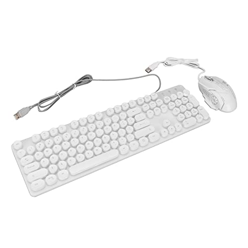 Bewinner Kabelgebundene Gaming-Tastatur und -Maus-Kombination, 104 Tasten, RGB-Hintergrundbeleuchtung, Mechanisches Tastatur-Gaming-Maus-Set, 3600 DPI, für PC-Gamer (Weiß) von Bewinner