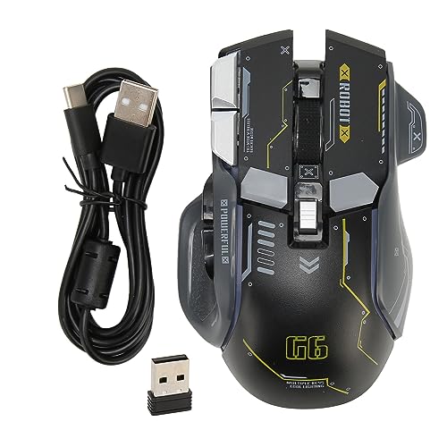 Bewinner Kabellose Bluetooth-Maus, Wiederaufladbar, 11 RGB-Lichter, Spielemäuse mit 3 Modi (2,4 G/kabelgebunden/Bluetooth), 5 Einstellbare DPI (1200/1600/2000/2400/4000) (Schwarz) von Bewinner