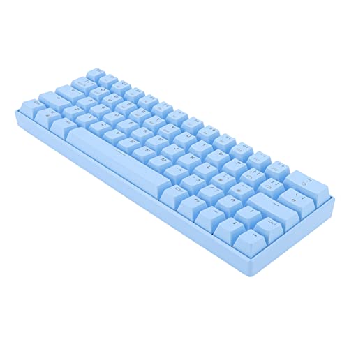 Bewinner Kabellose Mechanische Tastatur mit 64 Blauen Tasten und 1800-mAh-Akku, Unterstützt Kabellose 2,4-G-3.0-5.0-Typ-C-kabelgebundene 5-V-DC-RGB-Tastatur für Win OS (Blauer Schalter) von Bewinner