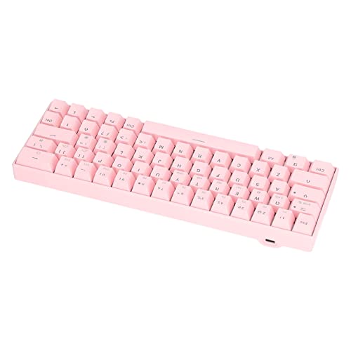 Bewinner Kabellose Mechanische Tastatur mit 64 Tasten, 3 Modi, N-Tasten-Rollover, RGB, 2,4 G, Kabellos, Typ C, Kabelgebunden, Rosa, Mechanische Tastatur für PC-Spiele (Roter Schalter) von Bewinner