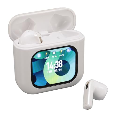 Bewinner Kabellose Ohrhörer, Bluetooth 5.3-Kopfhörer, In-Ear-Kopfhörer – Touchscreen-Ladehülle, App-Benachrichtigungsunterstützung, Anpassbare Bildschirme (White) von Bewinner