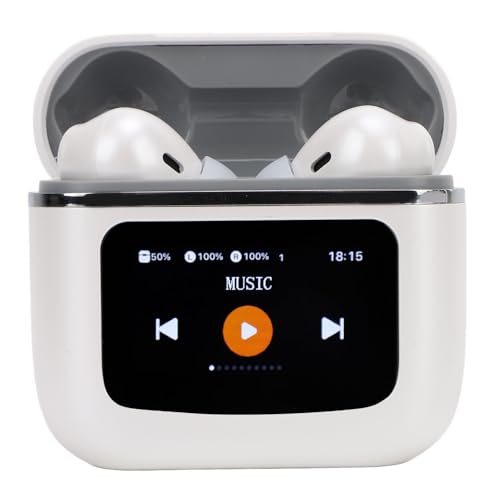 Bewinner Kabellose Sprachübersetzer Ohrhörer, Bluetooth IPX6, wasserdichte Übersetzer-Ohrhörer mit 137 Sprachen und Farbbildschirm, 3 Modi, Übersetzergerät für Reisen (White) von Bewinner