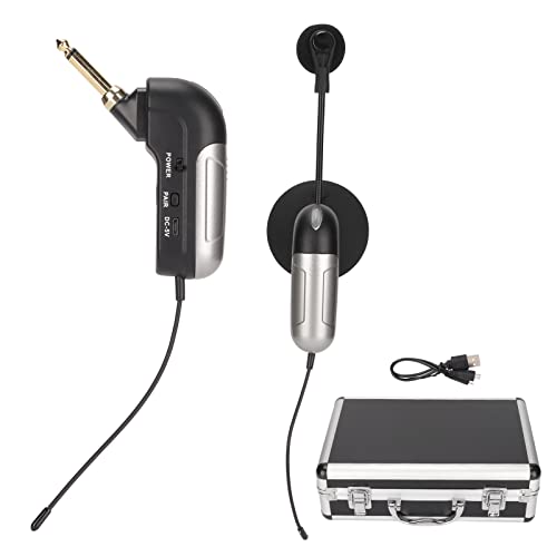 Bewinner Kabelloses Instrumentenmikrofon, 360 ° Schwanenhals-UHF-Mikrofon mit Stoßfester Silikon-Mikrofonhalterung für Violine, Harfe, Gitarre, Trompete von Bewinner