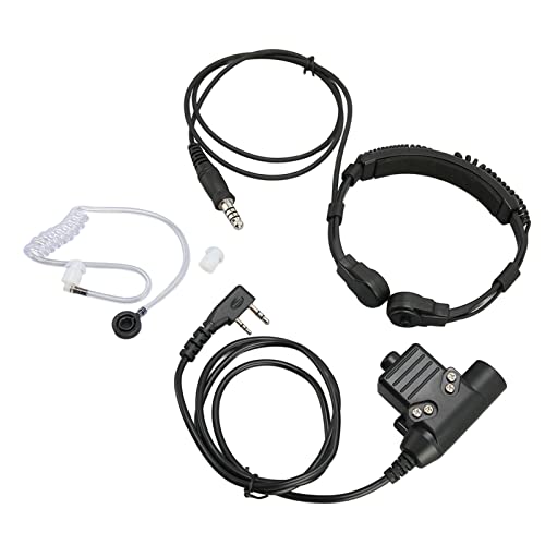 Bewinner Kehlkopfmikrofon Walkie Talkie Ohrhörer, Akustikrohr 2-Wege-Funkhörer mit U94 PTT, Taktisches Kehlkopfmikrofon-Headset für UV 5R BF 888S BF F8HP BF F9 UV 82 von Bewinner