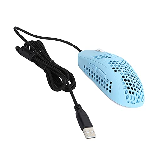 Bewinner M8 USB-Gaming-Maus, Hohles Wabendesign, Fotoelektrische 6400 DPI, 6 Arten RGB-Lichteffekte, Ultraleicht, 7 Programmierbare Tasten (Blau) von Bewinner