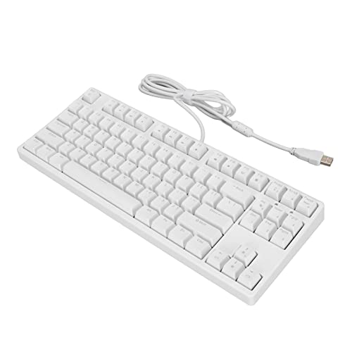 Bewinner Mechanische Gaming-Tastatur, Kabelgebundene USB-Tastatur mit Weißer Hintergrundbeleuchtung, Linearer Aktionsschalter, Kompakte Office-Tastatur mit 87 Tasten für PC Home, Office von Bewinner