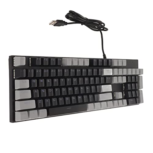 Bewinner Mechanische Gaming Tastatur, USB Tastatur mit RGB LED Hintergrundbeleuchtung, 104 Tasten Computertastatur mit Blauem Schalter, Mechanische Tastatur für Windows für Linux (Schwarzgrau) von Bewinner