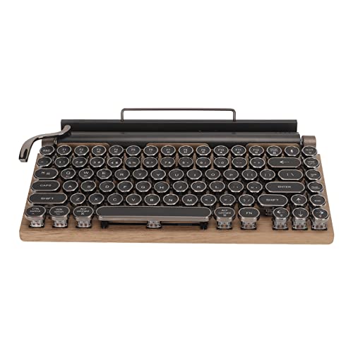 Bewinner Mechanische Gaming-Tastatur für Schreibmaschinen, 7-farbige Mechanische RGB-Bluetooth-Tastatur, Kabellose Vintage-Tastatur mit 83 Tasten, Gaming-Tastatur mit Runder Metallkappe (Farbe der von Bewinner