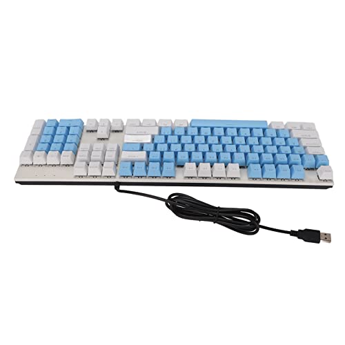Bewinner Mechanische Gaming-Tastatur mit Blauem Schalter, 104 Tasten, Kabelgebundene Computertastatur, RGB-Tastatur mit Hintergrundbeleuchtung, Kabelgebundene Mechanische USB-Tastatur für(Weiß Blau) von Bewinner