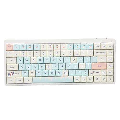 Bewinner Mechanische Tastatur mit 84 Tasten, 2,4 G Kabellose Bluetooth-RGB-Gaming-Tastatur, Bluetooth Typ C Kabelgebundene Mechanische DREI-Modus-Tastatur für Windows für OS X (Gelbgrün) von Bewinner