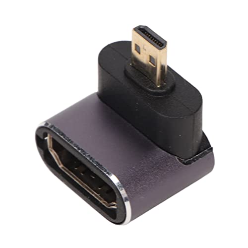 Bewinner Micro HDMI auf HDMI Adapter, 8K 48 Gbps Rechtwinklig 270 Grad Micro HDMI Stecker auf HDMI Buchse Konverter mit LED Anzeigen, Micro HDMI auf Buchse L Adapterstecker von Bewinner