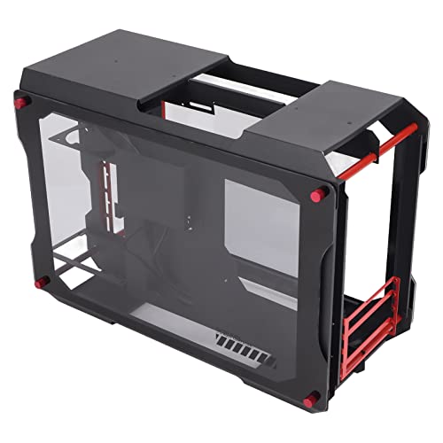 Bewinner Mid Tower Computergehäuse, Desktop Chassis Volltransparente Offene Wärmeableitungsunterstützung M ATX Motherboard Computergehäuse für Heimwerker (Schwarz) von Bewinner