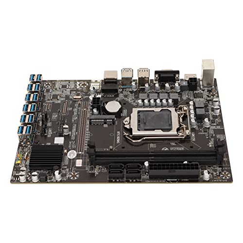 Bewinner Mining Mainboard, LGA1151 Schnittstelle Dual Channel 2 DDR4 DIMM 4Pin 24Pin 12 USB3.0 zu PCIE Ports PC Motherboard Unterstützt Bis zu 12 GPUs für Cryptocurrency Mining von Bewinner