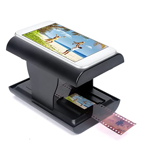 Bewinner Mobiler Filmscanner, Tragbarer Fun-Film-Dia-Scanner, Unterstützt 35/135-mm-Farbpositivfilm, mit LED-Hintergrundbeleuchtung, Faltbarer Smartphone-Filmscanner für Android 5.0 für OS 8.0 Oben von Bewinner