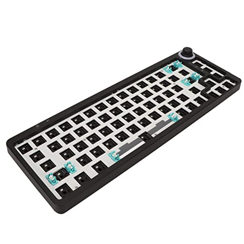Bewinner Modulare Mechanische DIY Tastatur mit 65% RGB, Hot Swap Fähiger 3 Pin 5 Pin Schalter mit 67 Tasten und Kabelgebundenem 3 Modus 5.0 2,4 GHz Wireless, 22 Gruppen von RGB (Schwarz) von Bewinner