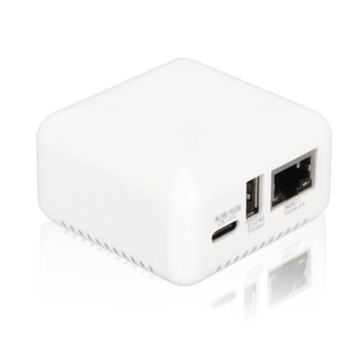 Bewinner Network Print Server – 10/100 Mbit/s auf USB 2.0 LAN Print Share Server-Adapter 5 V für Windows XP Android Linux 3.4 (EU-Stecker) von Bewinner