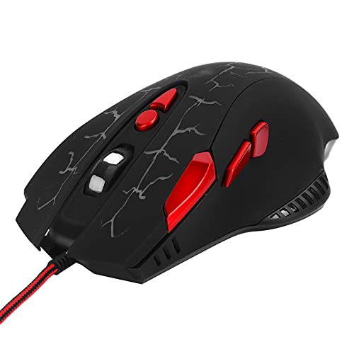 Bewinner PC-Gaming-Mäuse, 8-Tasten-Gaming-Maus USB Verkabelt 1000/1600/3200/6400 DPI 4Geschwindigkeit Einstellbar mit Atemlicht Computergerät (G550 Crack-Maus) von Bewinner