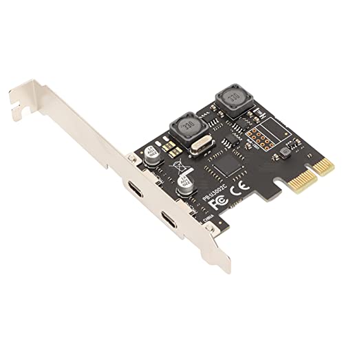 Bewinner PCI E Typ C Erweiterungskarte, 2 Ports 5 Gbps USB C PCI Express Controller Karte mit Unabhängigem Stabilisierungskondensator, Schutzschutz für PC Motherboard von Bewinner
